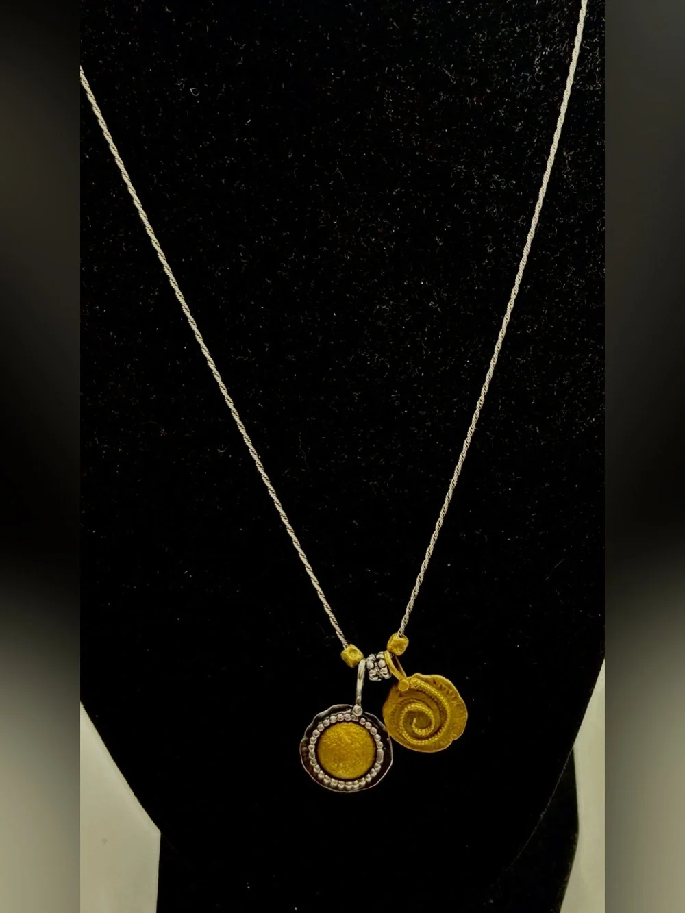 Silpada sterling silver & brass N3338 Dusk til Dawn Disc Pendant Necklace
